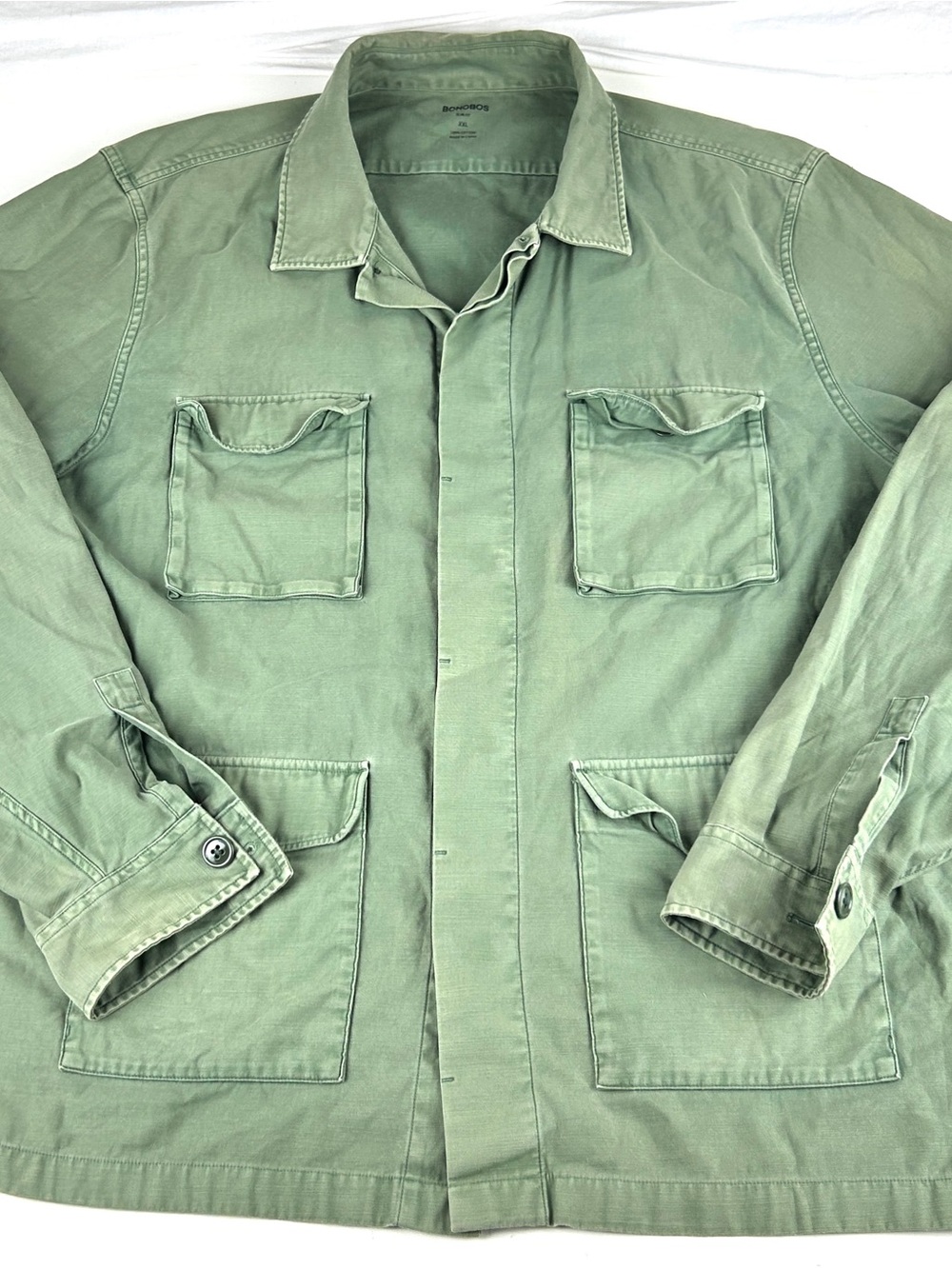 Bonobos Dark Fatigue Green Button Army Jacket Men's Size 2XL